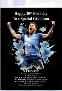 Personalised birthday card Football son grandson nephew brother dad grandad - Picture 1 of 2