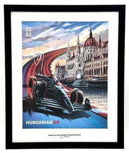 Mercedes F1 Social Media Poster Signed Lewis Hamilton George Russell Hungary 23 - Picture 1 of 5