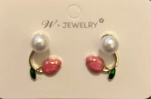 Fashion Tulip Flower Pearl Earrings Ear Stud Wedding Party Jewelry Women Gift - Picture 1 of 5
