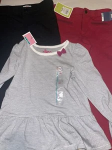 Girls size 4T Lot Of 3 Circo Target Pants & Stripe Shirt W/bow Oshkosh Jeggings - Picture 1 of 13