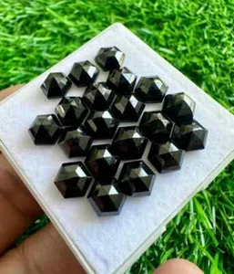 Natural Black Spinel 6mm Hexagon Rose cut 20 Pieces Lot Flat Faceted Cabochon#S4 - Picture 1 of 4