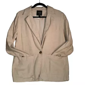 Cotton On Blazer Womens Size 6 Jacket Oatmeal Cotton Linen Blend Pockets - Picture 1 of 7