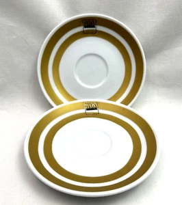ASA Selection Germany White w/Gold Stripe Porcelain Saucers 5 3/8" Dia. Set of 2 - Picture 1 of 6
