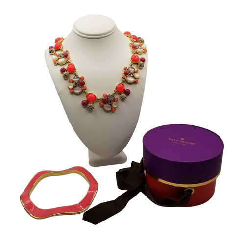 Bracciale e collana donna Kate Spade New York tono oro viola corallo con scatola