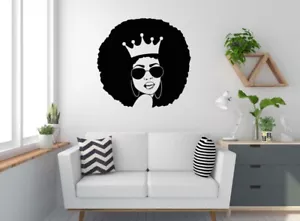 Woman Afro Queen Crown Wall Decal Custom Wall Accent Sticker Home Decor Sale - Picture 1 of 3