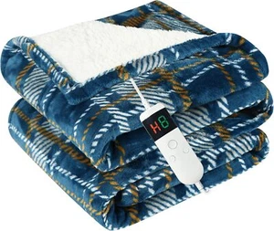 Heated Blanket Electric Throw,Heating Blanket with 8 Hour Auto Off (Blue,50x60") - Picture 1 of 6