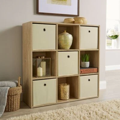 Storage Cube 9 Shelf Bookcase Wooden Display Unit Organiser Sonoma Oak Furniture - Image 1 of 3