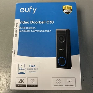 Eufy Security C30 Black Battery 2-Way Audio 2K Resolution Wi-Fi Video Doorbell - Picture 1 of 2