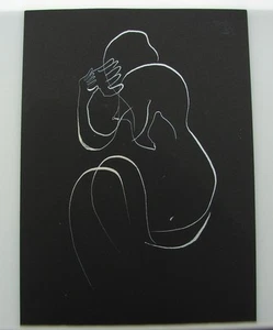 ZEICHNUNGSKREIDE AUF SCHWARZEM PAPIER VON YUROZ 86 SIGNIERT PORTRAIT BEIDSEITIG - Bild 1 von 1