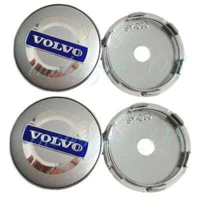 4x 60 mm argento Car Wheel coprimozzo alluminio emblema copricerchio copriruota per Volvo - Immagine 1 di 3