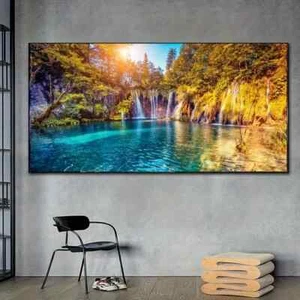 Herbst Wandbild Landschaft Poster Druck Leinwand Gemälde Wohndeko - Bild 1 von 4