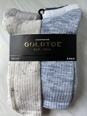 New Gold Toe Men's 6-Pack Harrington Crew Socks Size: 6-12.5 Assorted Goldtoe - Image 1 of 4