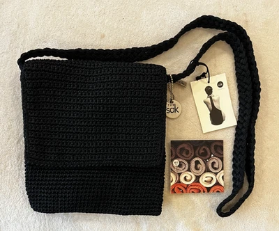 Vintage 90s Y2K  The Sak Black Small Messenger Crossbody Purse NEW with tags - Image 1 of 4
