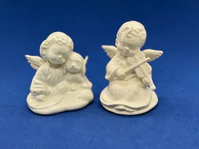 Par de estatuillas de ángel de los años 60 niño con niña violín con perro firmadas Foto 1 de 4