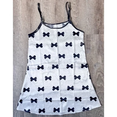 Camisón Crema y Negro con Estampado de Lazo, Talla S Camisón Slip Foto 1 de 4