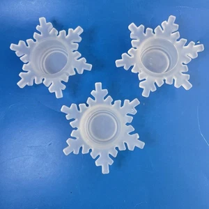 3 Schneeflocke Teelicht oder Stumpen Milchglas Kerzenhalter dickes Glas - Bild 1 von 5