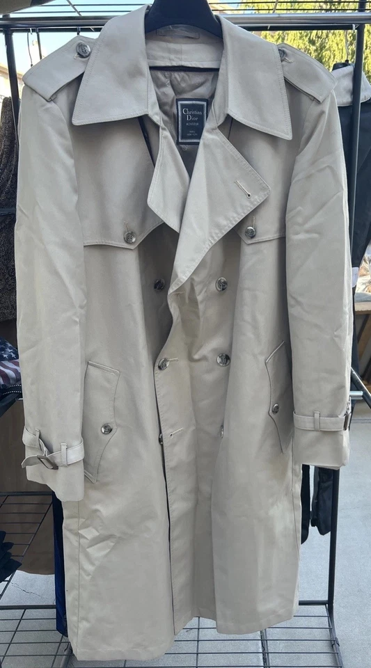 Vintage Christian Dior Monsieur Men’s Trench Coat 44R – 100% Wool Lining - Image 1 of 3