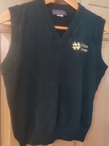 Vintage Notre Dame Andrew Rohan Sweater Vest YOUTH Sz L Green Branded Made USA - Picture 1 of 6
