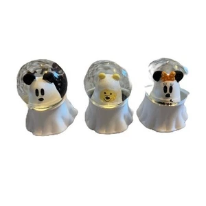 Disney Mini Snow Globe Set NEW Mickey Minnie Pooh Halloween Bats Decor - Picture 1 of 5