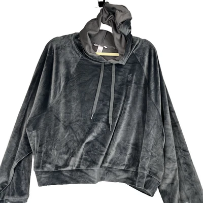 Victoria’s Secret Sudaderas Terciopelo Hoddie Recortadas Mujer’s XXL 2XL Gris Foto 1 de 4