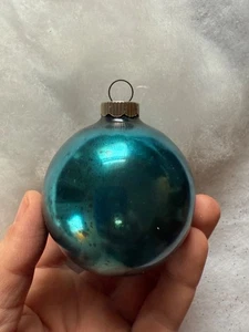 Vtg Shiny Brite Teal Mercury Glass Christmas Ornament 3" - Picture 1 of 3
