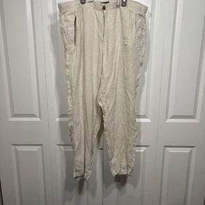 Club Room Luxury Linen Pants Mens XXL Wide Leg Beige Boho Coastal Beachcore - Picture 1 of 12