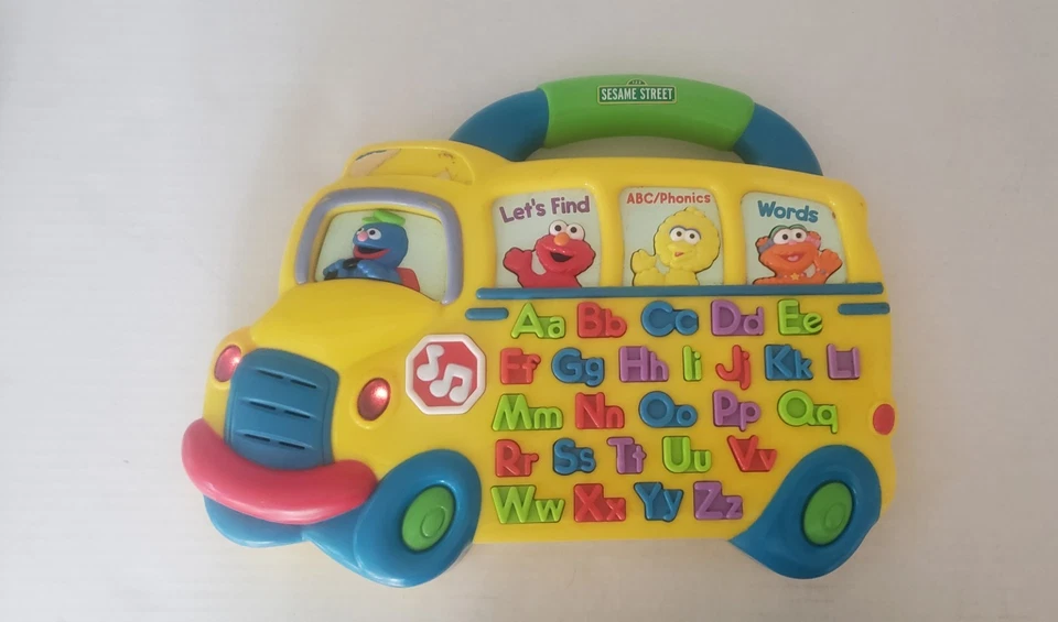 Vintage 2000 Sesame Street Alphabet Learning School Bus Elmo Big Bird Grover  - Image 1 of 4