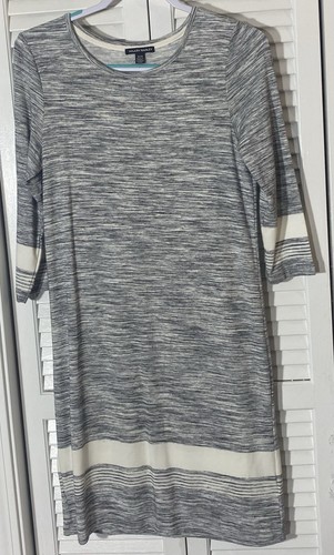 VETEMENTS Abito Hilary Radley taglia small nero grigio erica e beige maniche a 3 4