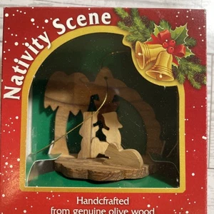 Nativity Scene Handcrafted Olive Wood From The Holy Land Christmas Tree Ornament - Picture 1 of 6
