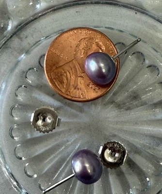 PENDIENTES HONORA PLATA ESTERLINA .925 PERLA NEGRA 9MM Foto 1 de 3