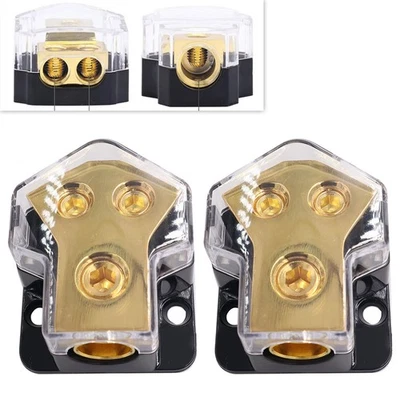 2-Way Power Distribution Block  0/4gauge AWG Power/Ground Splitter For Car Audio - Image 1 of 4