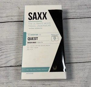 Calzoncillo boxer Saxx Quest de malla de secado rápido para hombre talla L negro bolsa de estadio calce ajustado - Imagen 1 de 3