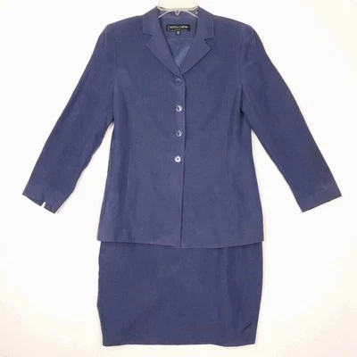 Kasper & Co. ASL Skirt Suit Linen Silk Blend Size 10P Purple Long Sleeve  - Image 1 of 4