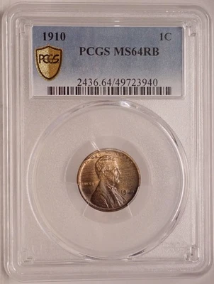 1910 Lincoln Cent PCGS MS64RB Toned - Image 1 of 4