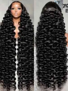 Curly 13x6 HD Lace Frontal  Wigs Brazilian Deep Wave Human Hair Wig For Women - Picture 1 of 17