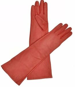Genuine Sheepskin Leather Opera Length Party Plain Evening Elbow Gloves