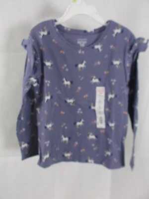 NIÑAS TOP UNICORNIO MANGA LARGA MORADO - VOLANTES - TALLA 4 - NUEVO CON ETIQUETA Foto 1 de 4
