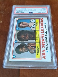 1974 Topps #207 ABA SCORING AVG LEADERS Julius ERVING MCGINNIS ISSEL PSA 6 EX-MT