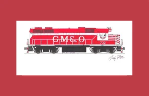 Gulf Mobile y Ohio GP38AC 11"x17" impresión mate firmada por Andy Fletcher - Imagen 1 de 1