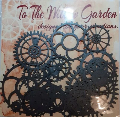 Clock Cogs Steampunk Card Toppers. Slate Grey card 250g Pack 24 or 12 - Image 1 of 4