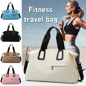 Women Big Capacity Quilted Yoga Sport Handbag Fitness Bag Travel Crossbody Bags - Picture 1 of 31