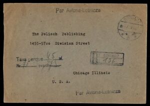 Mayfairstamps Poland 1946 Goniadz to Chicago IL Registered Taxe Perque Cover aac