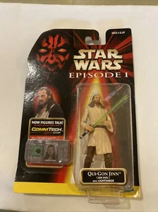 Star Wars Episode 1 Qui-Gon Jinn Jedi Duel w Lightsaber Action Figure Hasbro NEW - Picture 1 of 4