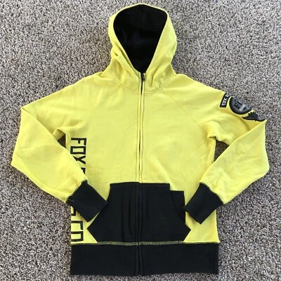 Fox Racing Riders Co Full Zip Hoodie Womens Size M Yellow Patches Sweatshirt Y2K - Image 1 of 4