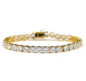 4mm Lab Diamond Tennis 14K Gold Finish Icy Bracelet - Picture 1 of 6