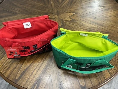 Trader Joe's изолированный мини сумка с короткими ручками обед сумка зеленый/красный набор из 2 ограниченного тиража - Изображение 1 из 3