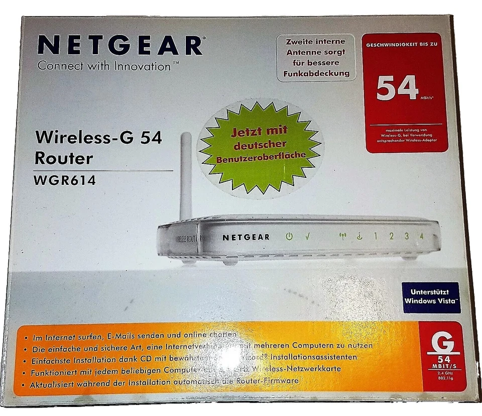 NETGEAR WGR614 54 Mbps 10/100 Wireless G Router - Bild 1 von 1