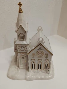 Lenox China Muérdago Parque Pueblo Iglesia Capilla Luces Caja de Trabajo Incluida - Imagen 1 de 20