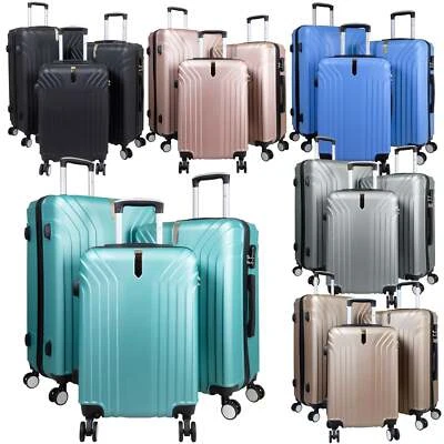 Hartschale Reisekoffer Kofferset 3-teilig mit 4 Rollen Trolley türkis hellblau  - Bild 1 von 4