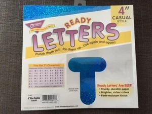 Trend Enterprises Ready Letters (4 inches, Blue Sparkle, Casual Style) - NEW!! - Picture 1 of 4